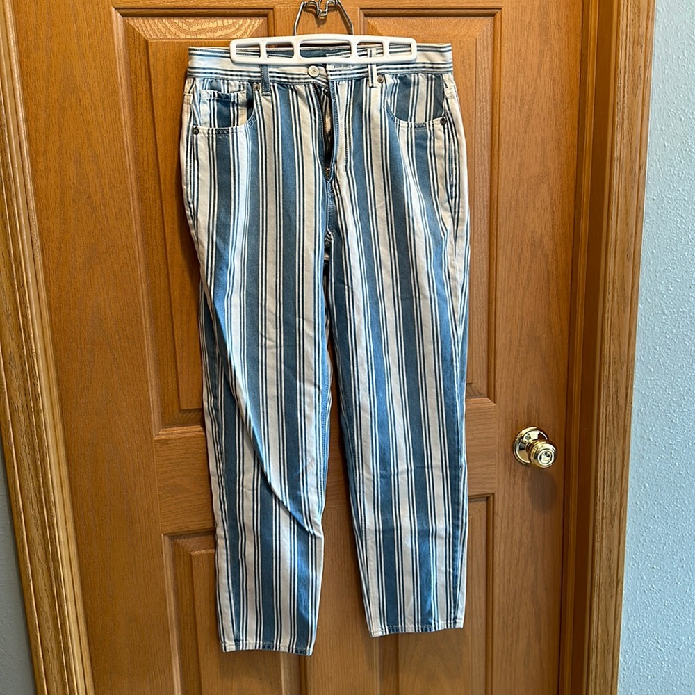 American Eagle Outfitters striped mom jean